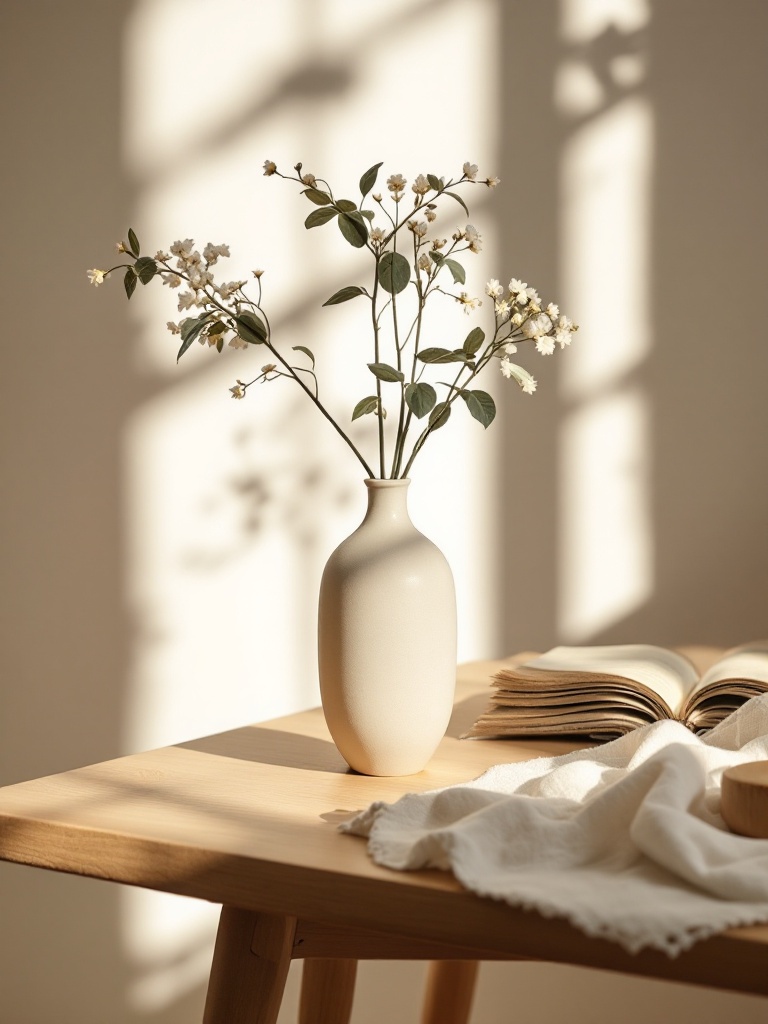 Vela Home — a matte ceramic vase in soft morning light, generated by the engine
